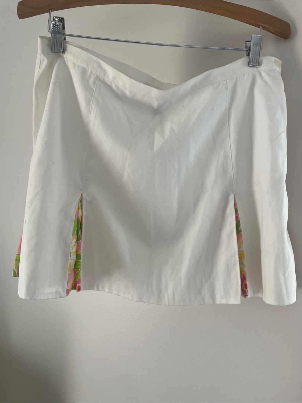 Lilly Pulitzer White Mini Skirt with Pink & Green Floral Panels